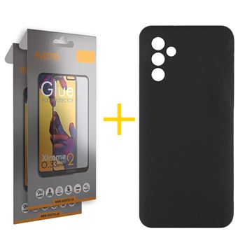 Pack 2 x Película de Vidro Temperado Full + Capa Accetel para Samsung Galaxy S25 + 5G (PLUS) | Silicone Líquido | Preto - 1