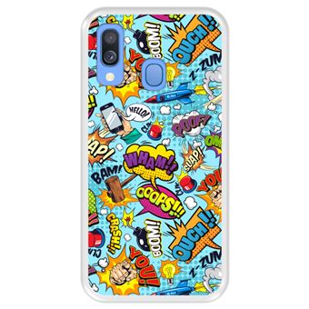 Capa Tpu Hapdey para Samsung Galaxy A40 2019 | Design Padrão de Bolhas Em Quadrinhos 5 - Transparente