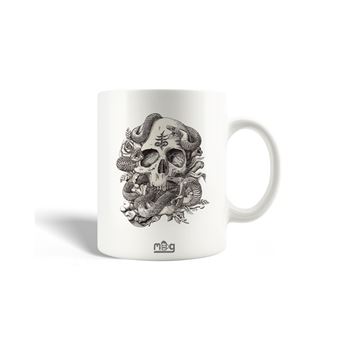 Caneca Maniacase Caveira Cobra Desenho à mão Vetorial Ilustração - 1