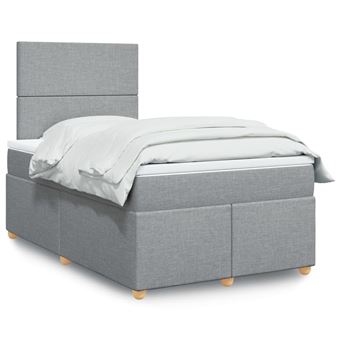 Cama boxspring com colchão vidaXL | 120x190 cm | tecido cinzento-claro - 1