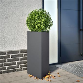 Vaso/floreira de jardim vidaXL | triangular | 40x34,5x70 cm | aço antracite - 1