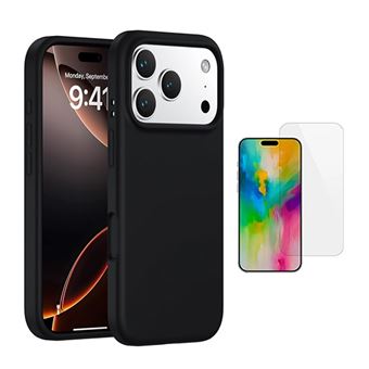 Kit Vidro Temperado Cleargorilasglass + Capa Proteção Silicone GIFT4ME para Apple iPhone 17 Pro | Preto - 1