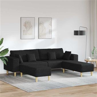 Sofá com almofada vidaXL | 208 cm | Tecido | Preto - 1