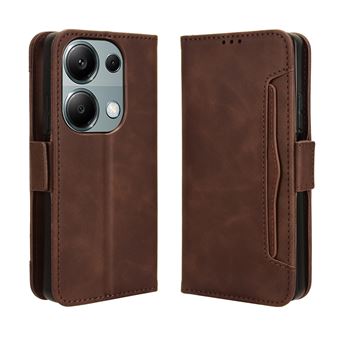 Capa FOXDOCK Protetora para Xiaomi Poco M6 Pro 4G | Suporte e Flip de couro PU | À Prova de Choque | Castanho - 1