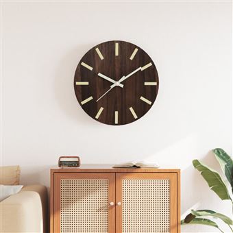 Relógio parede com marcações em ponteiros luminosos vidaXL | Ø30 cm | castanho - 1