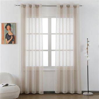 Cortina de Linho com Fios de Prata Entrelaçados BOD HOME | 140x260cm | Castanho-Claro - 1