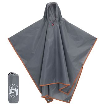 Poncho de chuva com capuz design 2 em 1 vidaXL | 223x145 cm | cinza/laranja - 1
