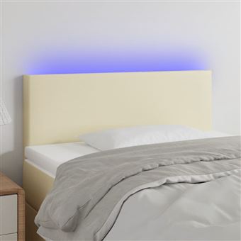 Cabeceira de cama vidaXL com LED 80x5x78/88 cm couro artificial creme - 1