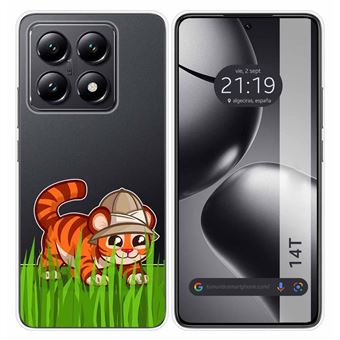 Capa de Silicone TUMUNDOSMARTPHONE Transparente para Xiaomi 14T 5G design de tigre de desenho animado - 1