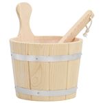 Conjunto de balde e concha de sauna vidaXL madeira de pinho maciça