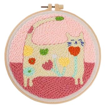 Kit Punch Needle Figured'Art Cd0063 | 20cm | Gato Florido - 1