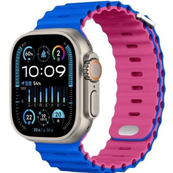 Bracelete Ocean Waves Antiimpacto para Apple Watch Series 10 46mm | Azul e Rosa - 1