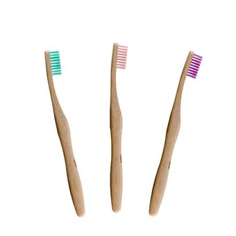 Escova de Dentes de Bambu Dr Botanicals | com ingredientes naturais | 3 items | Verde + Rosa + Roxa - 1