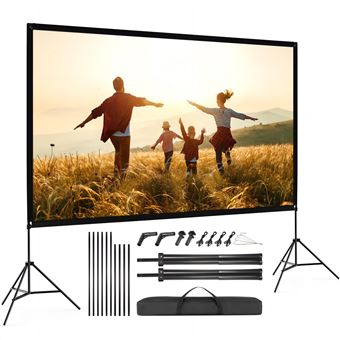 Tela de Projeção com Suporte VISULAPEX | 100 " | 4K | HD | 16:9 | Portátil e Fácil de Instalar - 1