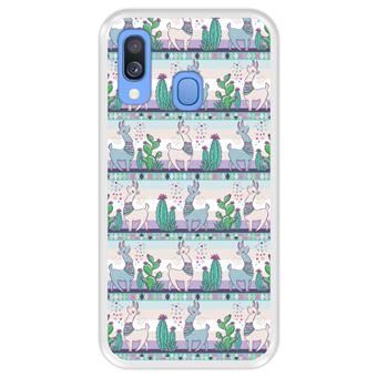 Capa Tpu Hapdey para Samsung Galaxy A40 2019 | Design Padrão de Lhama 2 - Transparente