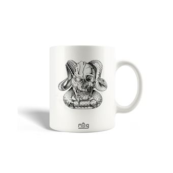 Caneca Maniacase Tatuagem de caveira e desenho à mão de cobra - 1
