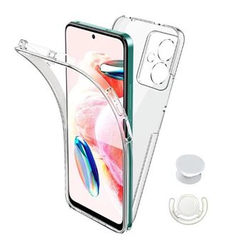 Kit Capa 360° Proteção Frente e Verso + 1 HandHolder + 1 Suporte HandHolder Branco GIFT4ME para Xiaomi Redmi Note 13 Pro + Plus 5G - Transparente/Branco - 1