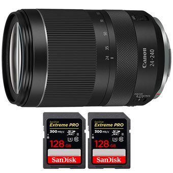 Canon RF 24-240 mm f/4-6,3 IS USM + 2 SanDisk 128GB Extreme PRO UHS-II SDXC 300 MB/s + PDF 15 Técnicas para Melhorar as suas Fotografias - 1