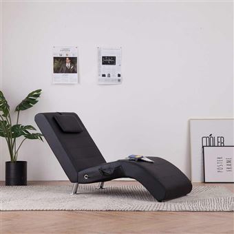 Chaise Longue de Massagem com Almofada vidaXL Couro Artificial Preto - 1