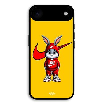 Capa Maniacase para iPhone 17 Air | Mini Bugs Bunny logotipo Nike Just Do It fundo laranja - 1