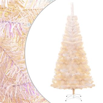 Árvore de Natal Artificial com Pontas Iridescentes vidaXL | 240 cm | PVC Branco - 1