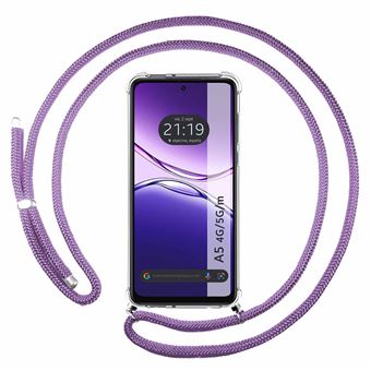 Capa Tumundosmartphone Transparente para Oppo A5m / A5 4G / 5G com fio roxo - 1