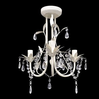 Candelabro vidaXL com Cristais Pendente Elegante em Branco - 1