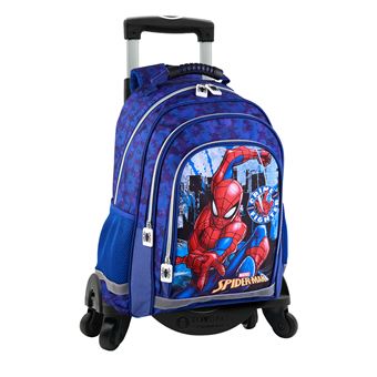 Mochila Trolley Primária DAM Spiderman com Compartimento Duplo | 4 Rodas Multidirecionais | Azul - 1