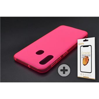 Conjunto com Película de Vidro Temperado e Capa Skyhe para Samsung Galaxy A20e Gel Rosa - 1