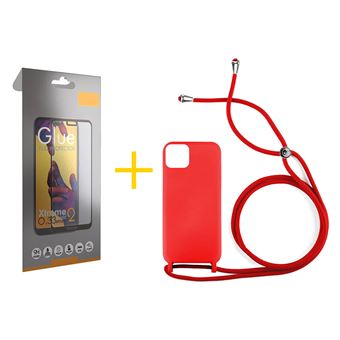Pack 1 x Película de Vidro Temperado Full + Capa skyhe  Apple iPhone 15 Ultra Gel Rope - Vermelho - 1