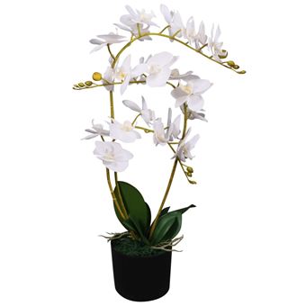 Planta orquídea artificial com vaso vidaXL | 65 cm | branco - 1
