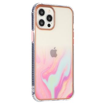 Capa e TPU + acrílico padrão de mármore do mar estrelado, híbrido Rosa para iPhone 13 6.1'' - 1