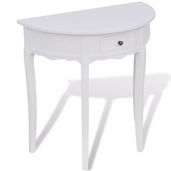 Mesa Consola vidaXL Meia-Lua com Gaveta 80x40x78cm Branco - 1