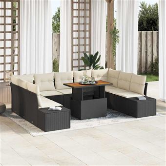 Conjunto de Jantar para Jardim vidaXL | 10 Peças | Preto e Creme - 1