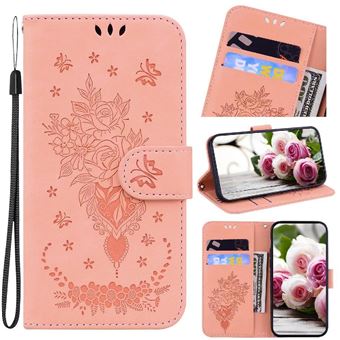 Capa Flip GANGXUN para Honor Magic7 Pro | Pele PU | Estampado de Rosas em Relevo | Compartimentos para Cartões | Rosa - 1