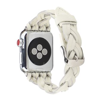 Bracelete de Couro HSMY Trançado para Apple Watch Series 6/ SE/ 5/ 4 | 40 mm - Branco - 1