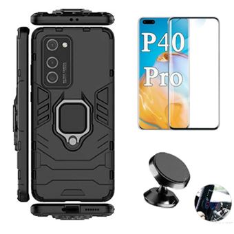Kit Película de Vidro 5D Full Cover + Capa 3 em 1 Phonecare Military Defender + Suporte Magnético Carro para Huawei P40 Pro+ Plus - Preto - 1
