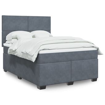 Cama com molas/colchão vidaXL | 140x190 cm | veludo cinzento-escuro - 1