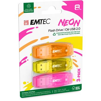 Unidade de Memória Usb Emtec C410 Neon | Laranja, Rosa, Amarelo - 1