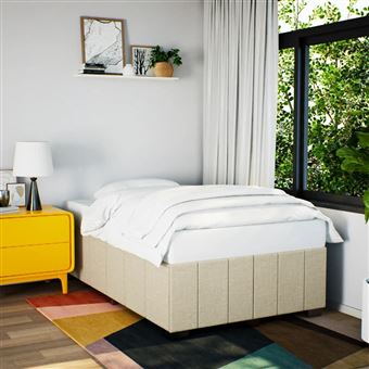 Estrutura de cama vidaXL | 120x200 cm | tecido cor creme - 1