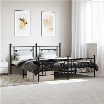 Estrutura de Cama com Cabeceira e Pés vidaXL | 183x213 cm | metal preto - 1