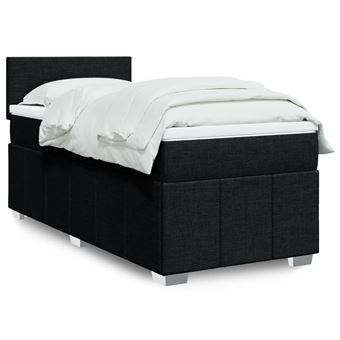 Cama com molas/colchão vidaXL | 80x200 cm | tecido preto - 1