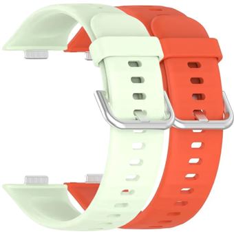 Pack 2x Bracelete em Silicone com Fecho de Metal Antiimpacto para Huawei Watch Fit 3 | Verde Claro e Laranja - 1