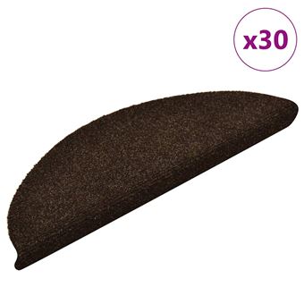 Tapetes de escada adesivos vidaXL | 30 Peças | 56x17x3 cm | castanho-escuro - 1