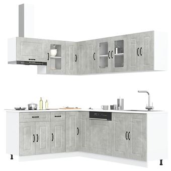 Conjunto de armários de cozinha vidaXL | 11 Peças | Kalmar concreto cinza - 1