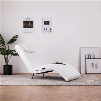 Chaise Longue de Massagem com Almofada vidaXL Couro Artificial Branco - 1