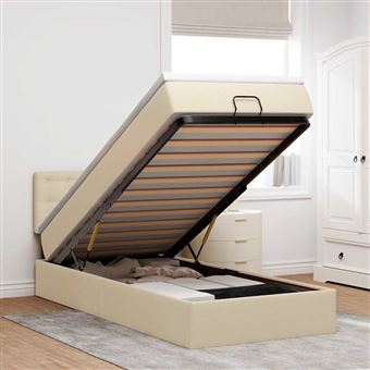 Estrutura de cama otomana com creme de colchão vidaXL | 90x190 cm | tecido - 1