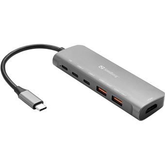 Base & Duplicador de Portas Sandberg USB-C Dock HDMI + 2xUSB-A + 2xUSB-C + PD100W | Alumínio - 1