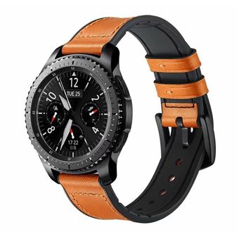 Bracelete Couro e Silicone G4M Premium para Huawei Watch 3 Pro - Castanho / Preto - 1