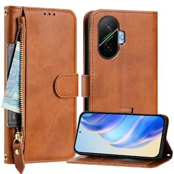 Capa Carteira ZURSANA para Xiaomi Poco F7 5G | Suporte | Zíper | Proteção Anti-Impacto  | Castanho - 1